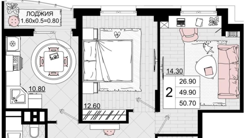 Продается 2-комнатная квартира от застройщика, 50.7 м², Анапа, проезд Межсанаторный,                                                     20К