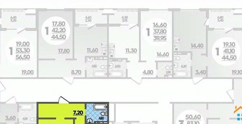 Продаем 1-комнатную квартиру от застройщика, 45.5 м², Анапа, улица Адмирала Пустошкина,                                                     22к2