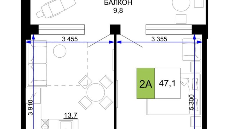 Продам 2-комнатные апартаменты от застройщика, 47.1 м², Анапа, проезд Сосновый, Литер                                                     1