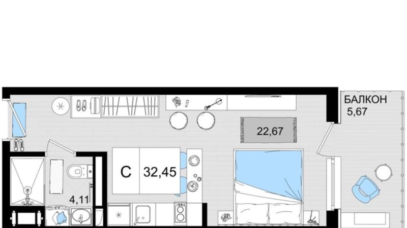 Продам 1-комнатные апартаменты от застройщика, 31.4 м², Анапа, шоссе Симферопольское, Корпус                                                     2