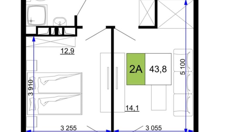Продаем 2-комнатные апартаменты от застройщика, 43.8 м², Анапа, проезд Сосновый, Литер                                                     1