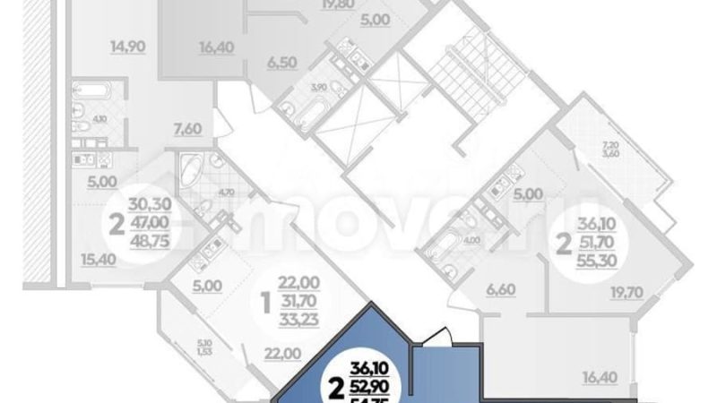 Продается 2-комнатная квартира от застройщика, 54.8 м²,                                                     Анапа