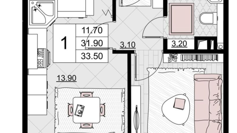 Продам 1-комнатную квартиру от застройщика, 33.5 м², Анапа, Литер                                                     6