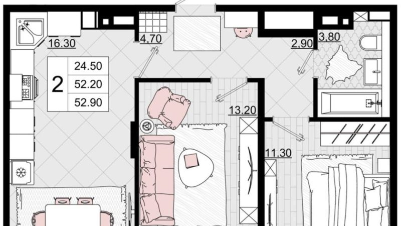 Продаем 2-комнатную квартиру от застройщика, 52.9 м², Анапа, проезд Межсанаторный,                                                     20К