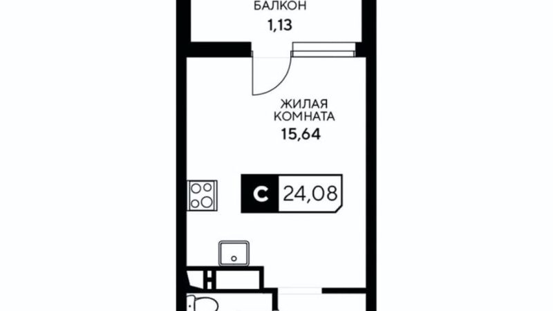 Продается студия от застройщика, 24.08 м², Анапа, Корпус                                                     1.1