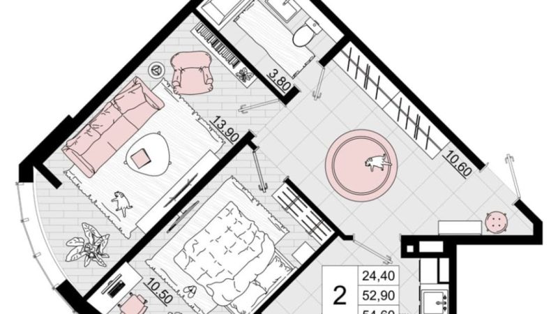 Продам 2-комнатную квартиру от застройщика, 54.6 м², Анапа, проезд Межсанаторный,                                                     20К