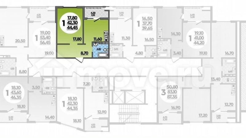 Продам 1-комнатную квартиру от застройщика, 44.5 м²,                                                     Анапа