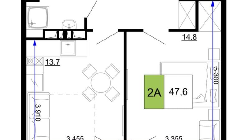 Продаем 2-комнатные апартаменты от застройщика, 47.6 м², Анапа, проезд Сосновый, Литер                                                     1