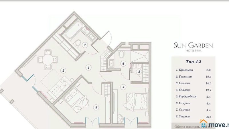 Продаю 3-комнатные апартаменты от застройщика, 91.2 м², Анапа, Дом                                                     2