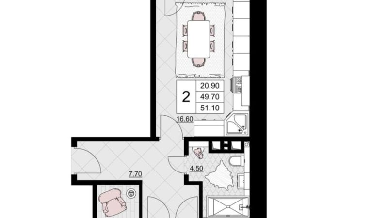 Продажа 2-комнатной квартиры от застройщика, 51.1 м², Анапа, Литер                                                     6