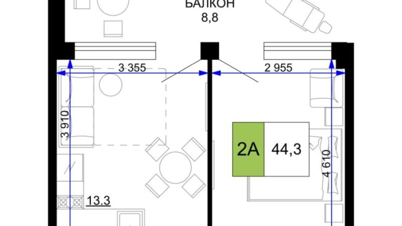Продам 2-комнатные апартаменты от застройщика, 44.3 м², Анапа, проезд Сосновый, Литер                                                     1