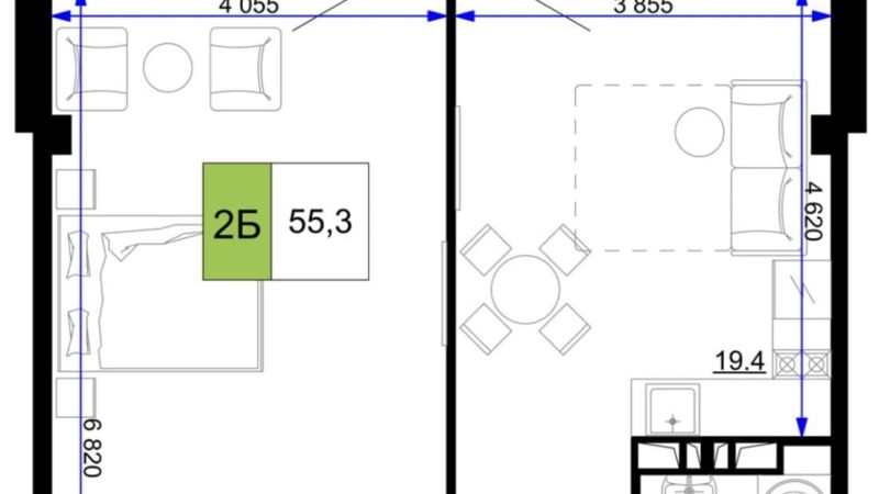 Продаю 2-комнатные апартаменты от застройщика, 55.3 м², Анапа, проезд Сосновый, Литер                                                     1