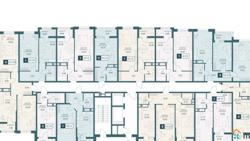 Продаем 1-комнатную квартиру от застройщика, 38.51 м², Анапа, Корпус                                                     3.2