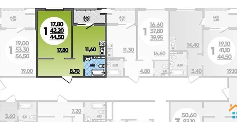 Продается 1-комнатная квартира от застройщика, 44.5 м², Анапа, улица Адмирала Пустошкина,                                                     22к2
