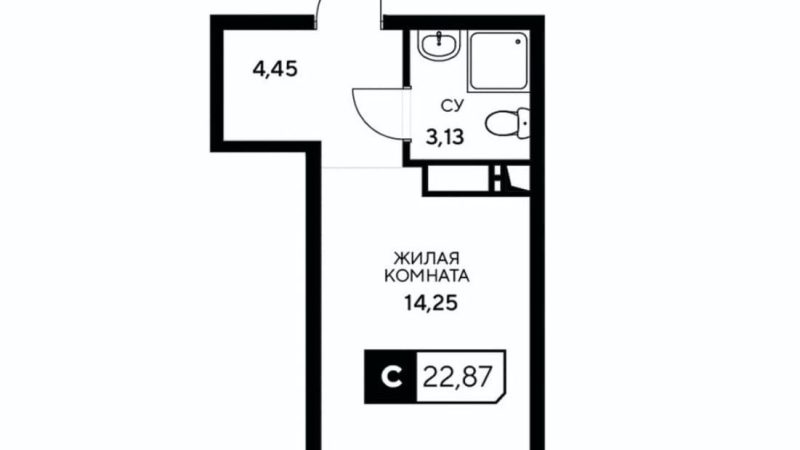 Продаем студию от застройщика, 22.87 м², Анапа, Корпус                                                     3.4