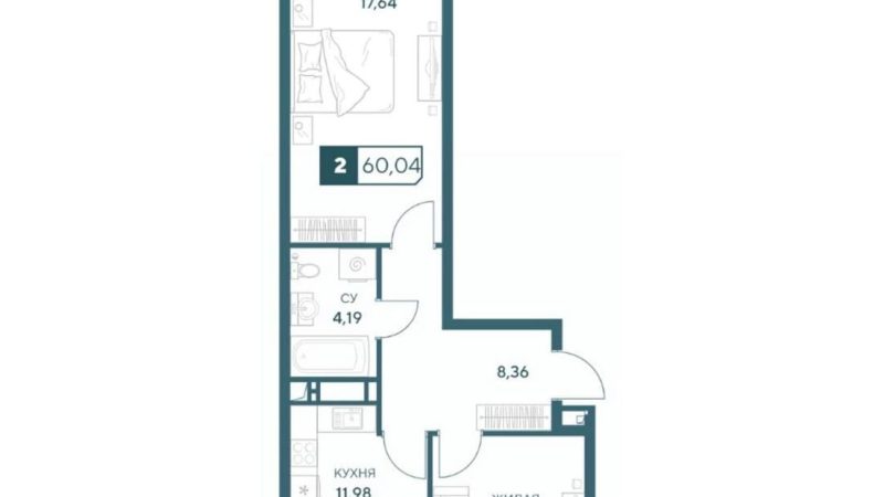 Продаем 2-комнатную квартиру от застройщика, 60.04 м², Анапа, Корпус                                                     3.2