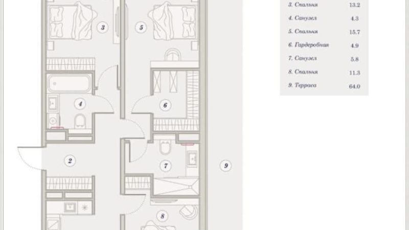 Продаю 4-комнатные апартаменты от застройщика, 160.4 м², Анапа, Дом                                                     1