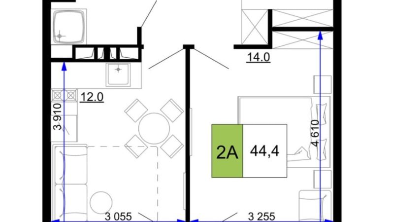 Продаются 2-комнатные апартаменты от застройщика, 44.4 м², Анапа, проезд Сосновый, Литер                                                     1