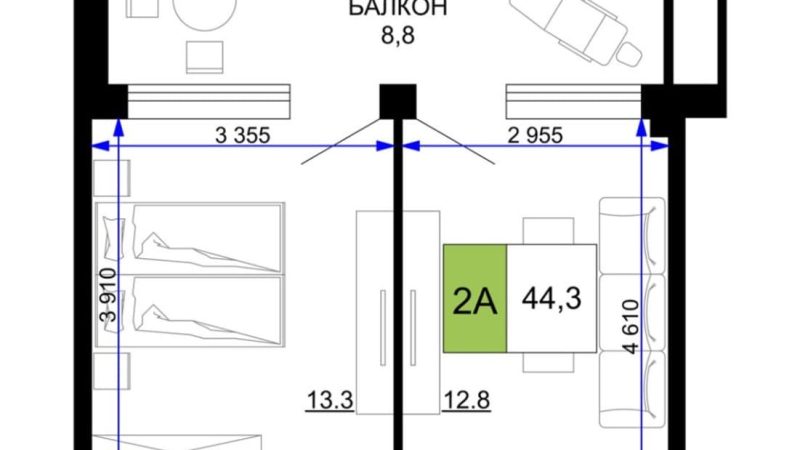 Продаем 2-комнатные апартаменты от застройщика, 44.3 м², Анапа, проезд Сосновый, Литер                                                     1