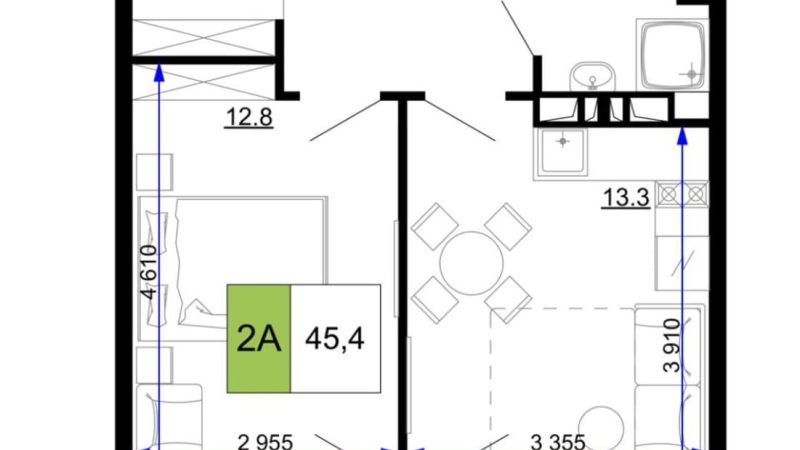 Продаю 2-комнатные апартаменты от застройщика, 45.4 м², Анапа, проезд Сосновый, Литер                                                     1