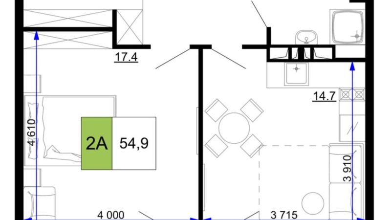 Продаются 2-комнатные апартаменты от застройщика, 54.9 м², Анапа, проезд Сосновый, Литер                                                     1