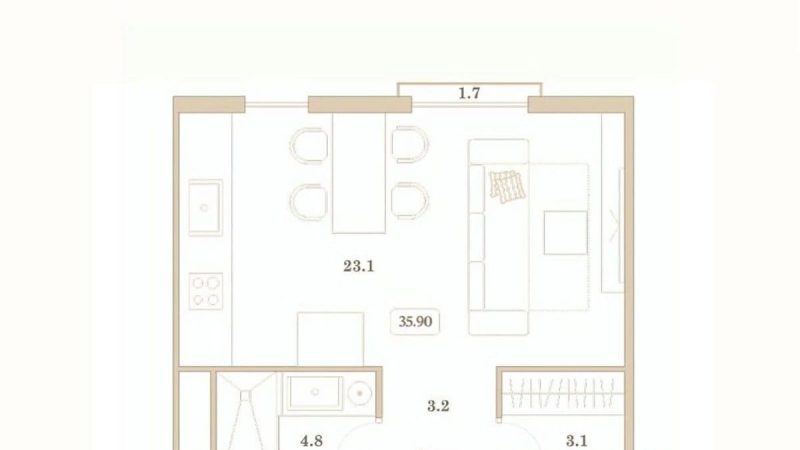 Продаю студию от застройщика, 35.9 м², Анапа, улица Толстого,                                                     26