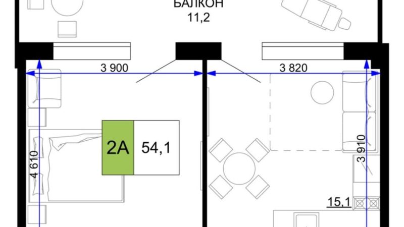 Продаю 2-комнатные апартаменты от застройщика, 54.1 м², Анапа, проезд Сосновый, Литер                                                     1