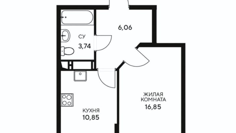 Продаем 1-комнатную квартиру от застройщика, 38.34 м², Анапа, Корпус                                                     2