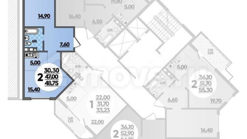 Продается 2-комнатная квартира от застройщика, 48.8 м²,                                                     Анапа