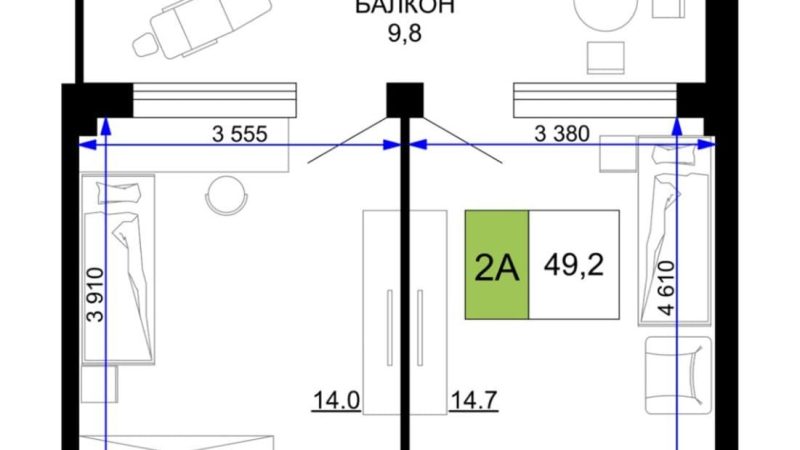 Продаем 2-комнатные апартаменты от застройщика, 49.2 м², Анапа, проезд Сосновый, Литер                                                     1