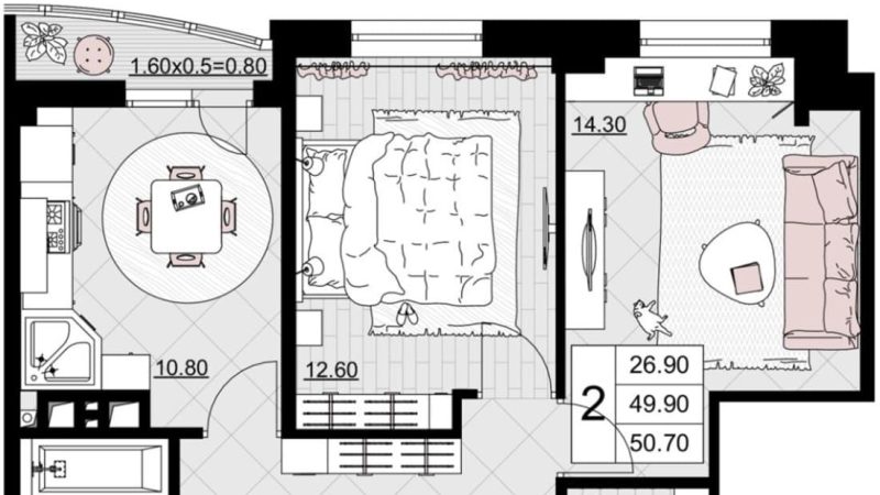 Продам 2-комнатную квартиру от застройщика, 50.7 м², Анапа, Литер                                                     4