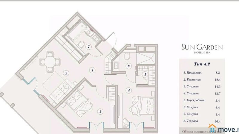 Продаю 3-комнатные апартаменты от застройщика, 91.2 м², Анапа, Дом                                                     1