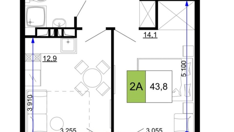 Продам 2-комнатные апартаменты от застройщика, 43.8 м², Анапа, проезд Сосновый, Литер                                                     1