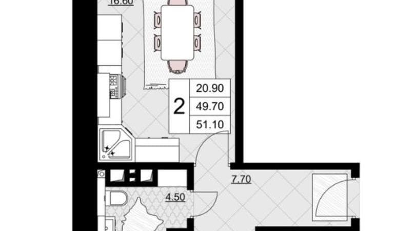 Продам 2-комнатную квартиру от застройщика, 51.1 м², Анапа, Литер                                                     4
