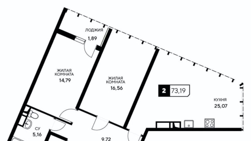 Продажа 2-комнатной квартиры от застройщика, 73.19 м², Анапа, Корпус                                                     5