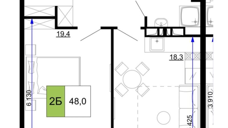 Продаются 2-комнатные апартаменты от застройщика, 48 м², Анапа, проезд Сосновый, Литер                                                     1