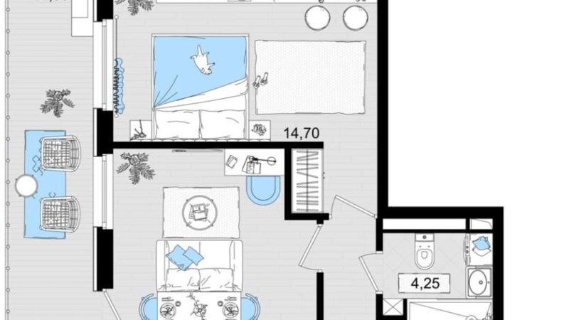 Продаю 1-комнатные апартаменты от застройщика, 63.25 м², Анапа, шоссе Симферопольское, Корпус                                                     2
