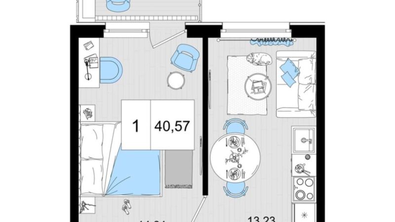 Продам 1-комнатные апартаменты от застройщика, 39.41 м², Анапа, шоссе Симферопольское, Корпус                                                     2
