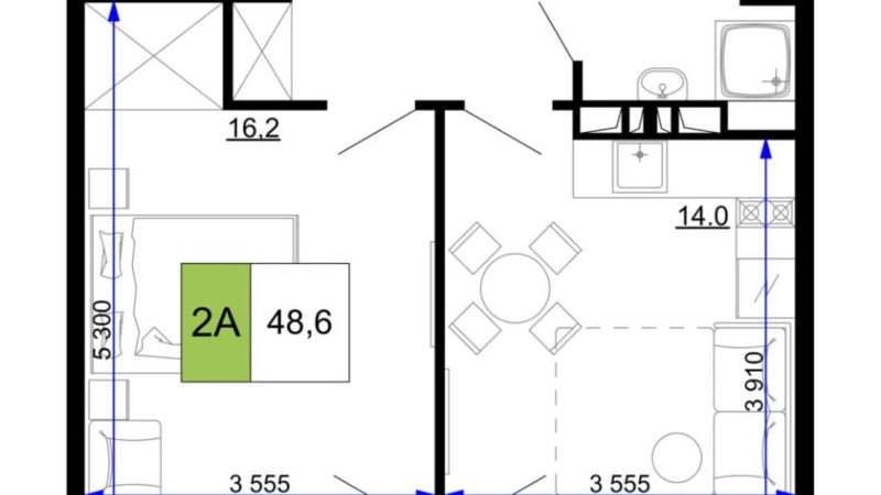Продаем 2-комнатные апартаменты от застройщика, 48.6 м², Анапа, проезд Сосновый, Литер                                                     1