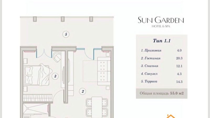 Продаем 2-комнатные апартаменты от застройщика, 52.8 м², Анапа, Дом                                                     1