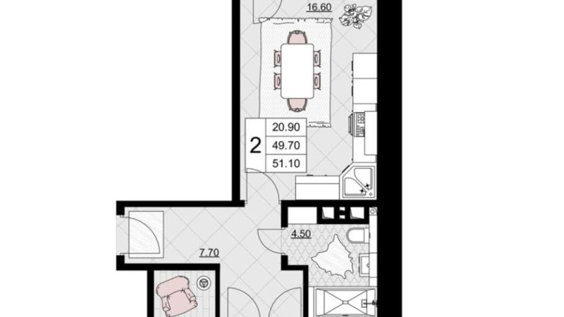 Продам 2-комнатную квартиру от застройщика, 51.1 м², Анапа, Литер                                                     4