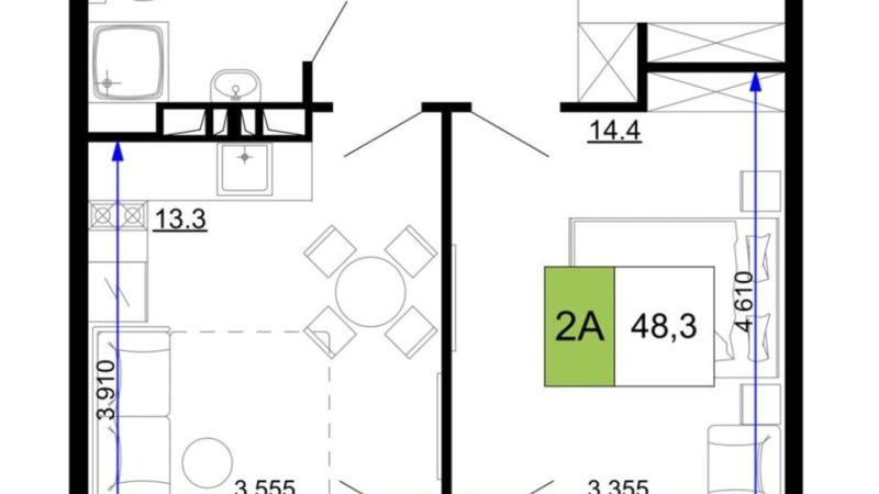 Продаю 2-комнатные апартаменты от застройщика, 48.3 м², Анапа, проезд Сосновый, Литер                                                     1