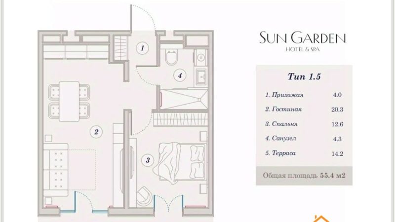 Продаем 2-комнатные апартаменты от застройщика, 55.3 м², Анапа, Дом                                                     1