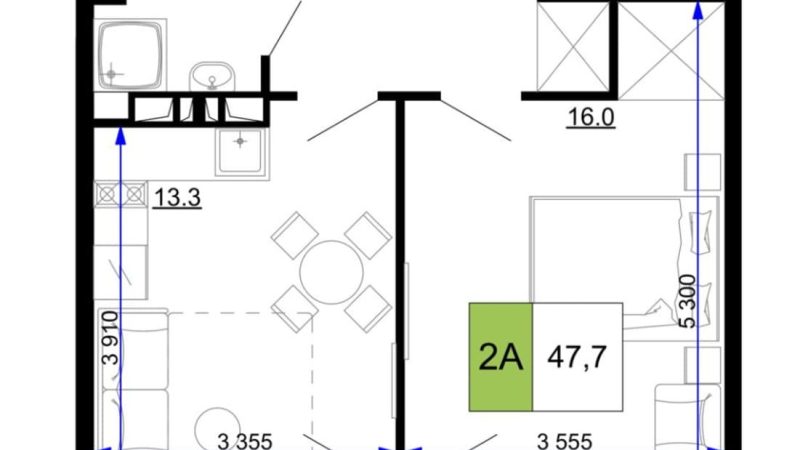 Продам 2-комнатные апартаменты от застройщика, 47.7 м², Анапа, проезд Сосновый, Литер                                                     1