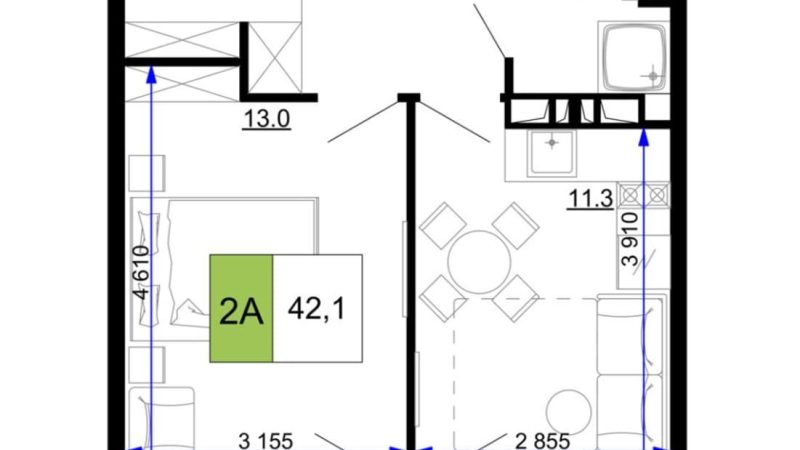 Продаем 2-комнатные апартаменты от застройщика, 42.1 м², Анапа, проезд Сосновый, Литер                                                     1