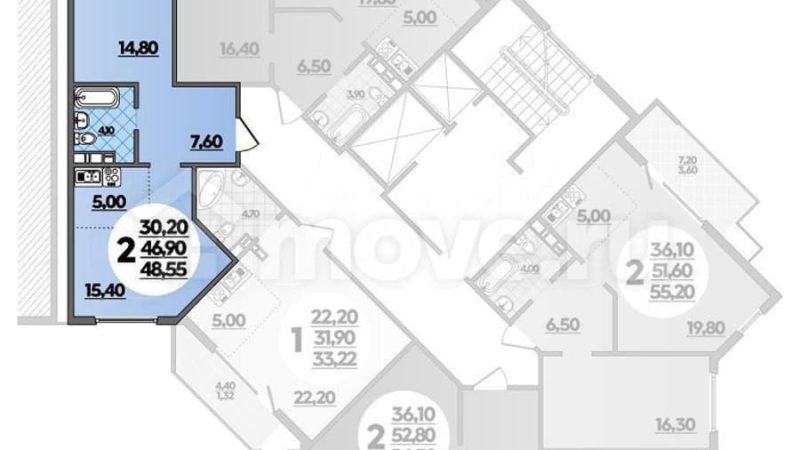 Продается 2-комнатная квартира от застройщика, 48.6 м²,                                                     Анапа