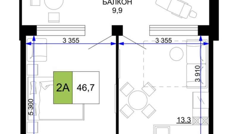 Продаем 2-комнатные апартаменты от застройщика, 46.7 м², Анапа, проезд Сосновый, Литер                                                     1